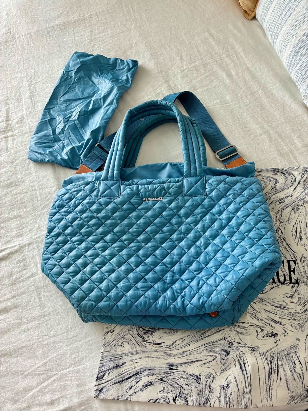 MZ WALLACE Medium Metro Tote Bag Blue PRE-OWNED